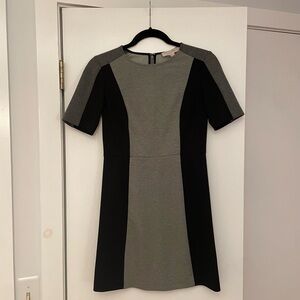 LOFT Petite Gray & Black Color Block Dress Short Sleeves Stretch XXSP